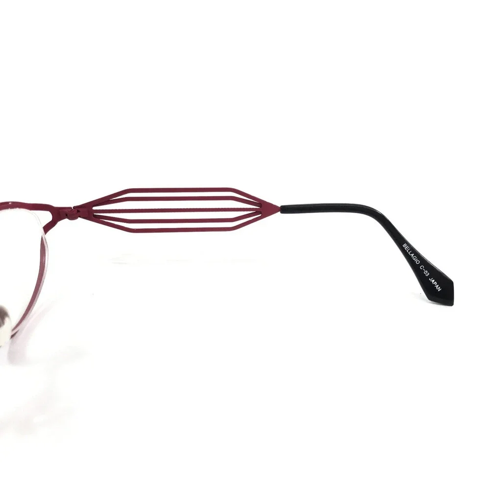Bellagio Eyeglasses Frames 630 C-03 Black Red Oval Full Rim 50-16-135